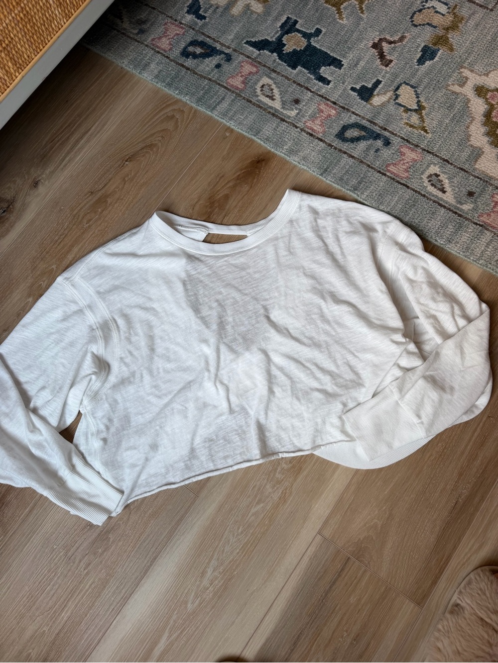 Free People Women's White Cropped Long-Sleeve Top - XS